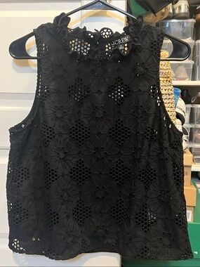 J.Crew Black Floral Eyelet Top